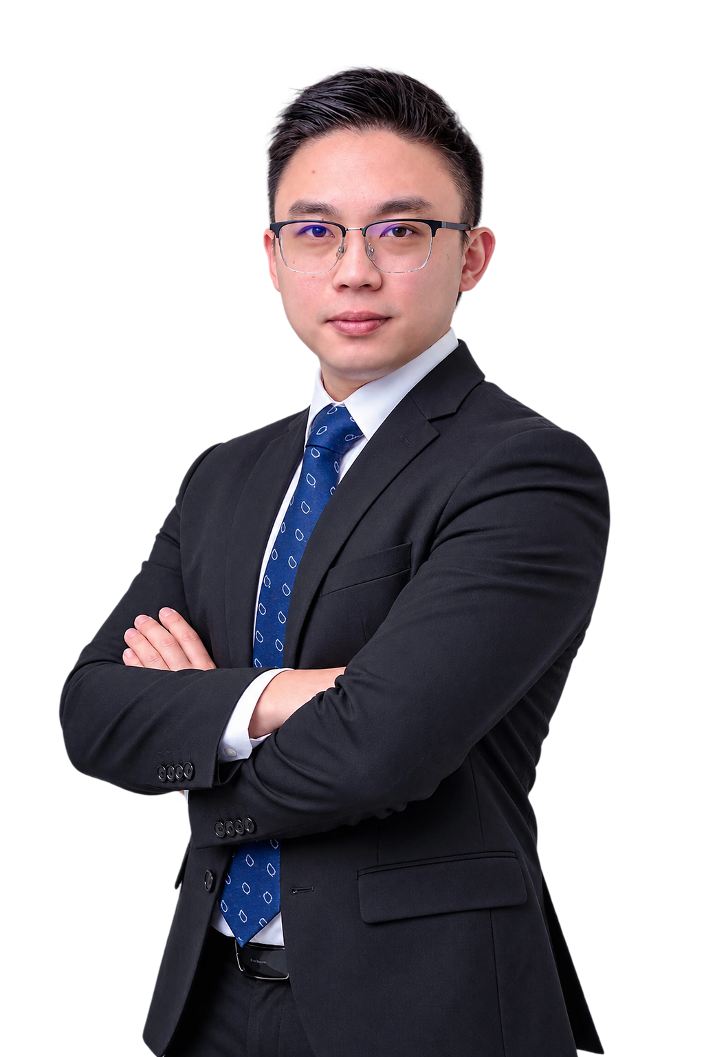 Isaac Foh, Malaysia Registered Tax Agent in Melaka, standing in a dark suit with arms crossed